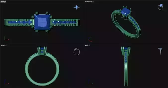 8 Prong Princess Engagement Ring with sidestones