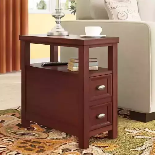 Wood End Table Storage