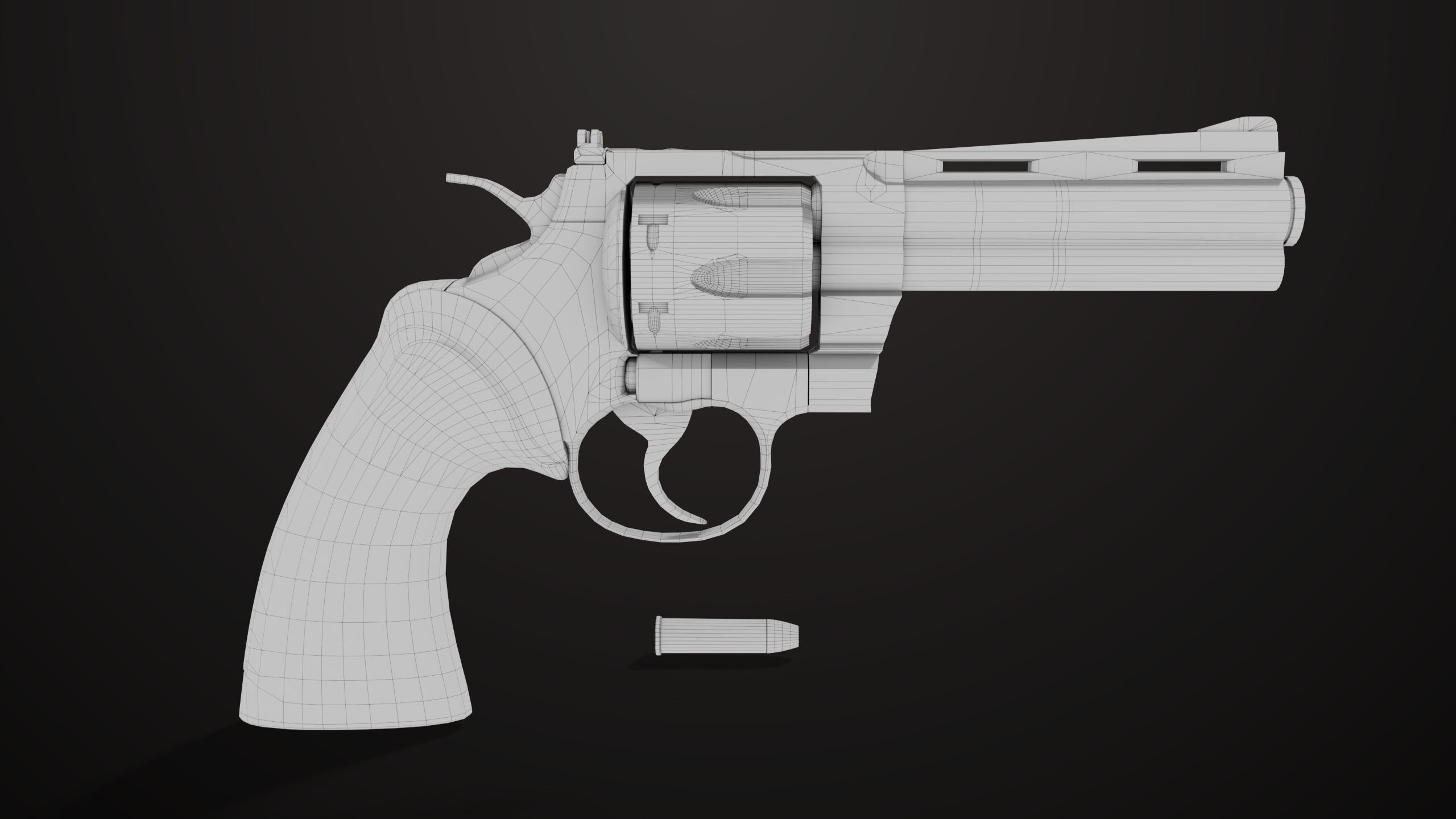 Revolver 05 Medium Silver All PBR Unity UE Textures Low-poly 3D model_18