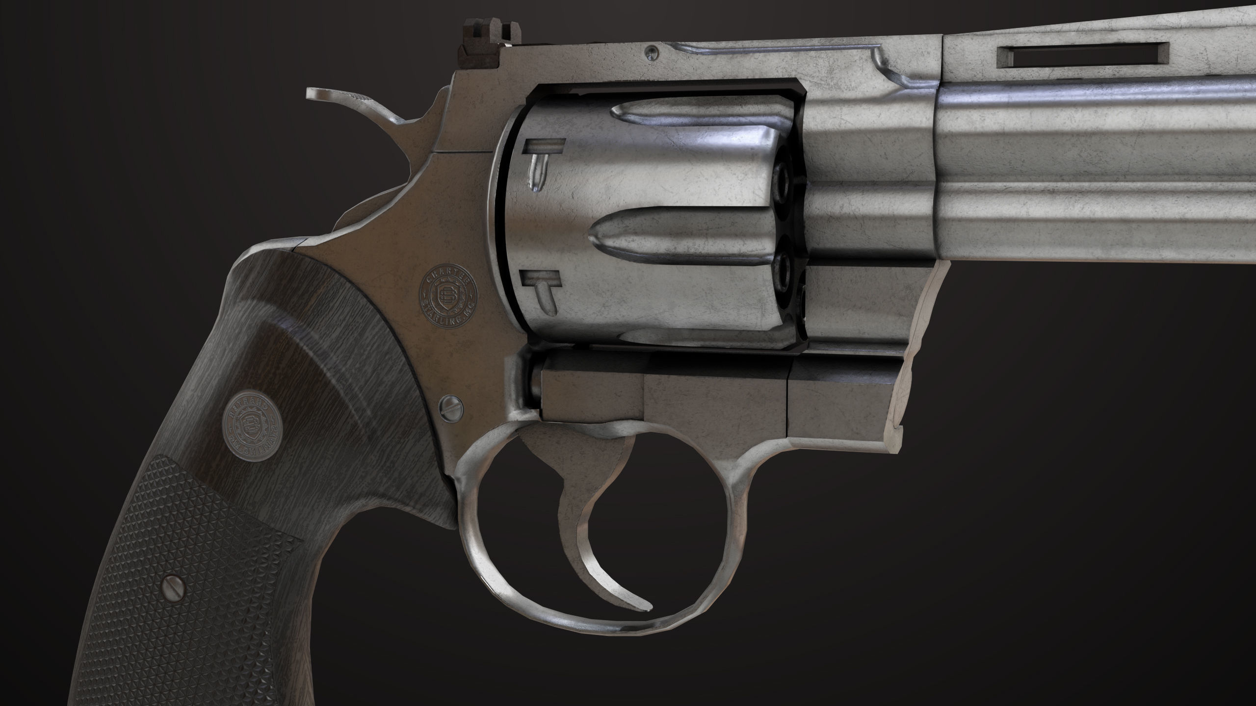 Revolver 05 Medium Silver All PBR Unity UE Textures Low-poly 3D model_9