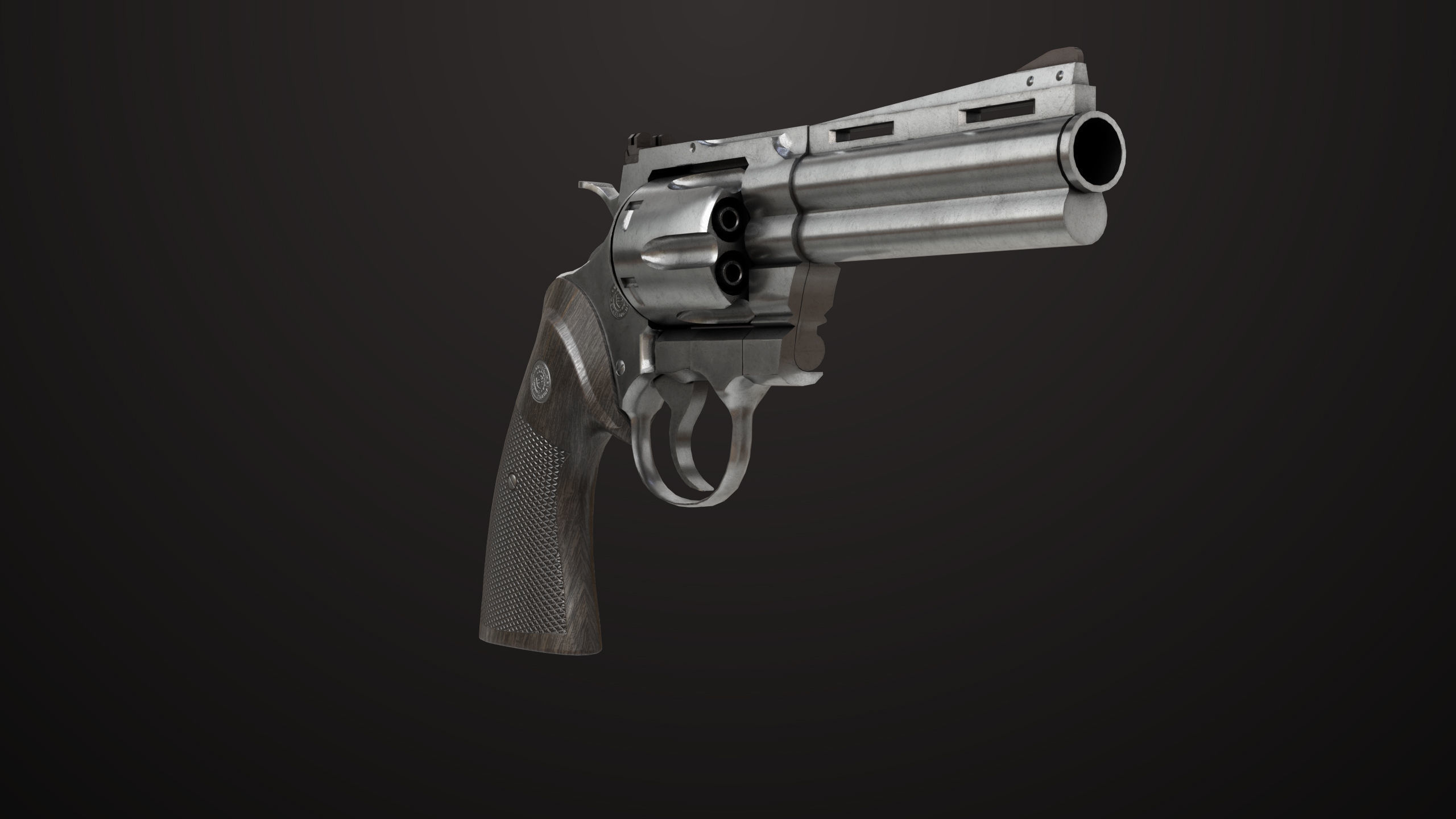 Revolver 05 Medium Silver All PBR Unity UE Textures Low-poly 3D model_3