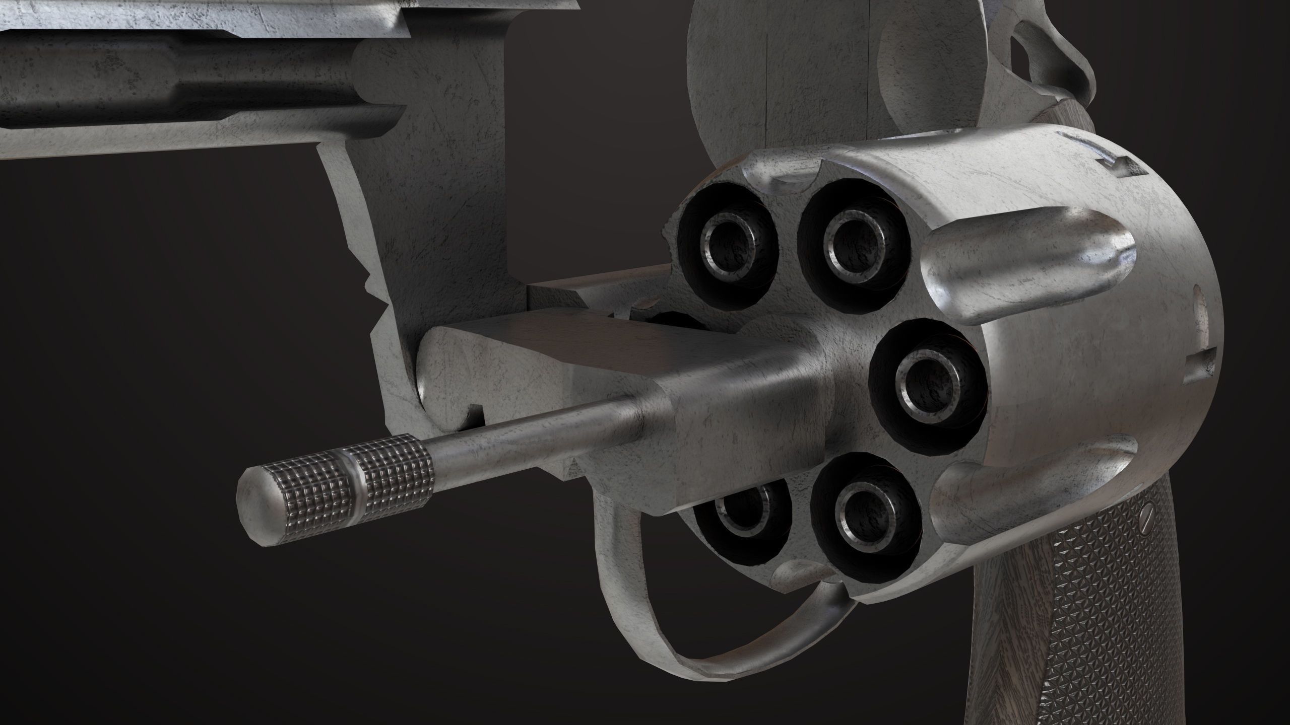 Revolver 05 Medium Silver All PBR Unity UE Textures Low-poly 3D model_13
