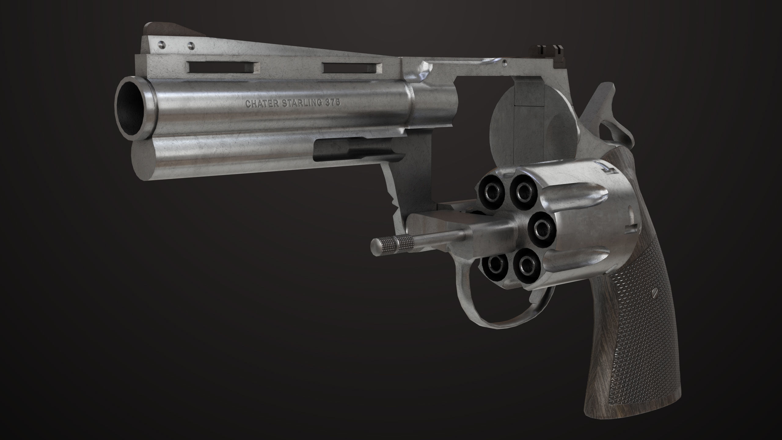 Revolver 05 Medium Silver All PBR Unity UE Textures Low-poly 3D model_12