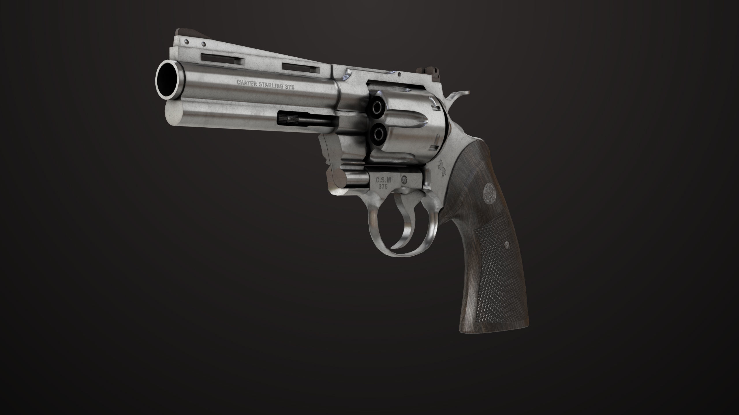 Revolver 05 Medium Silver All PBR Unity UE Textures Low-poly 3D model_2