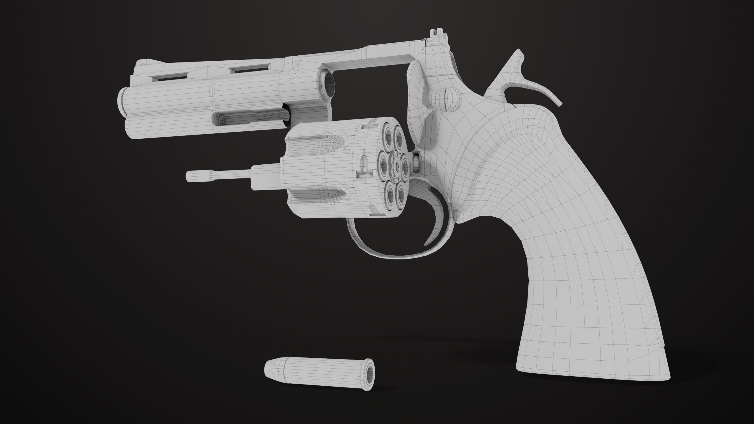 Revolver 05 Medium Silver All PBR Unity UE Textures Low-poly 3D model_28