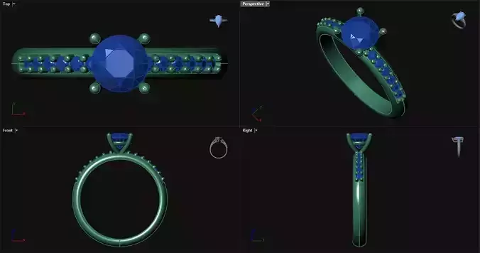 4 Prong Engagement Ring with sidestones 