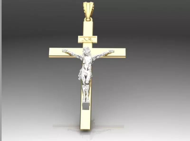 cross with christ minimalism 3D print model