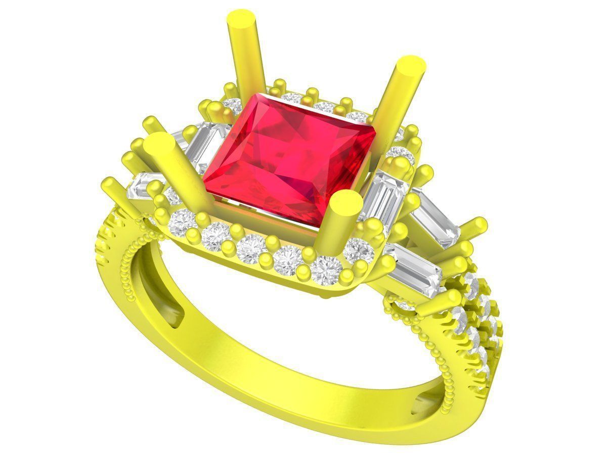A7583 Hongkong Style Diamond Women Ring 3D Model 3D print model_1