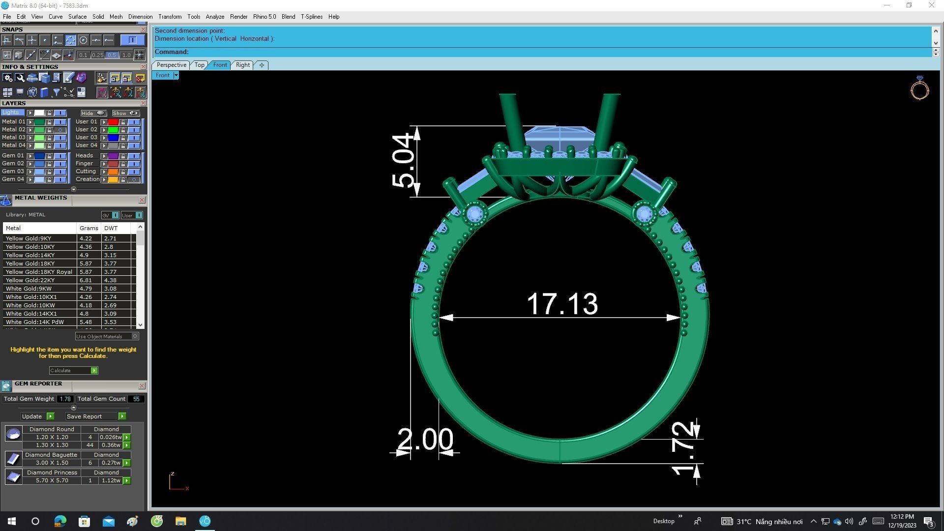 A7583 Hongkong Style Diamond Women Ring 3D Model 3D print model_6