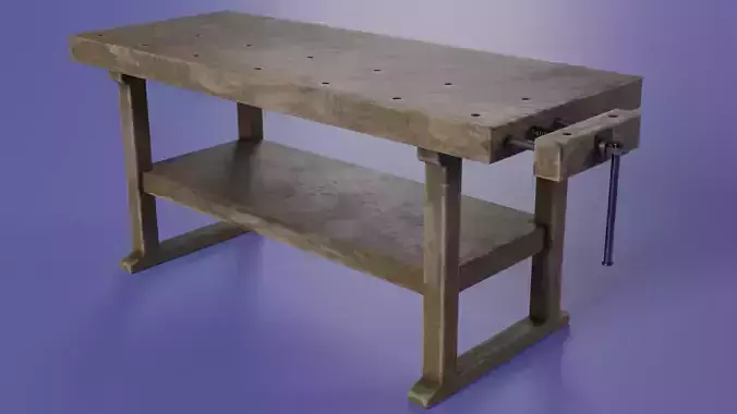 Workbench carpentry table Low-poly 3D model