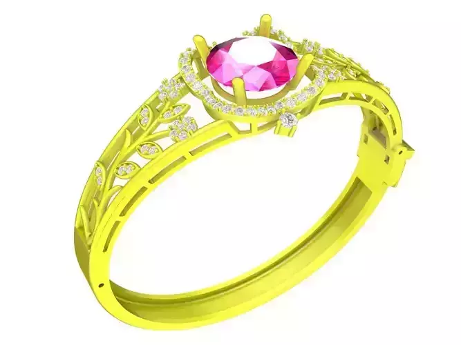 A7588 Luxury Korean Style Diamond Leaf Women Bangle 3D Model
