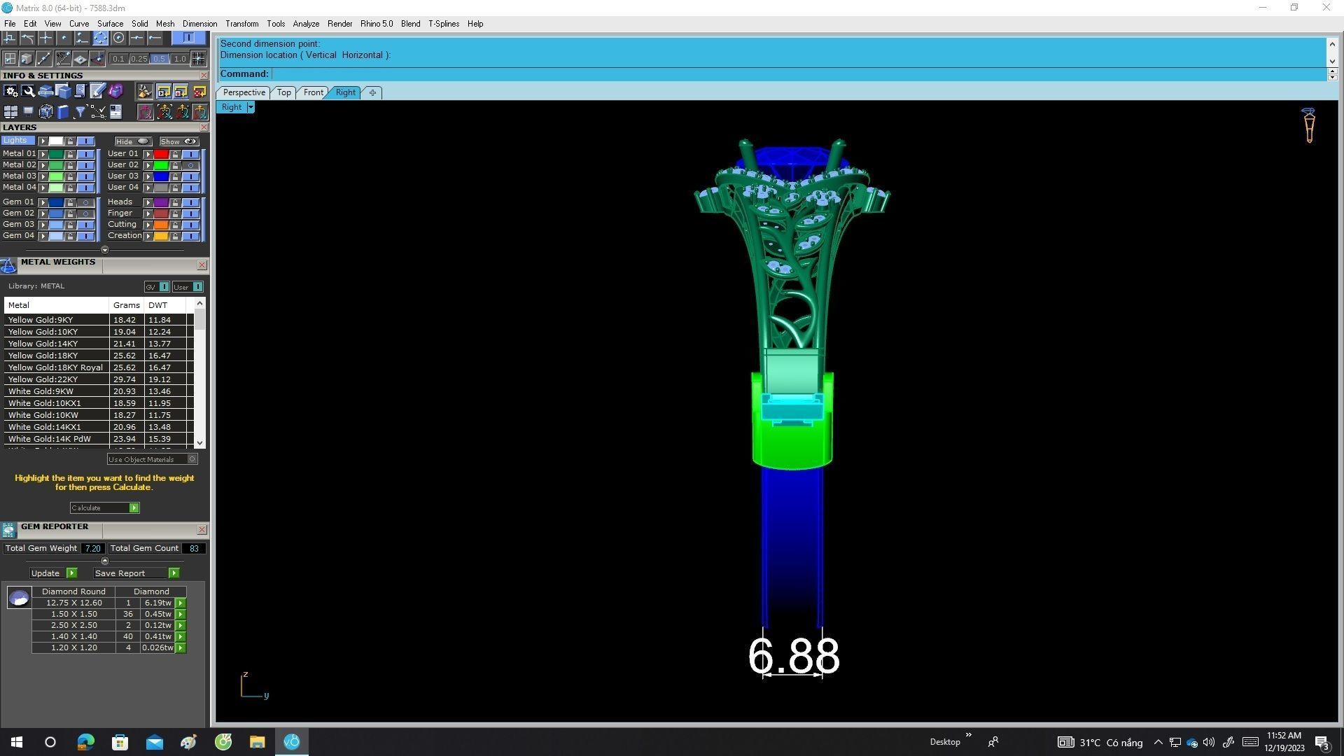 A7588 Luxury Korean Style Diamond Leaf Women Bangle 3D Model 3D print model_7