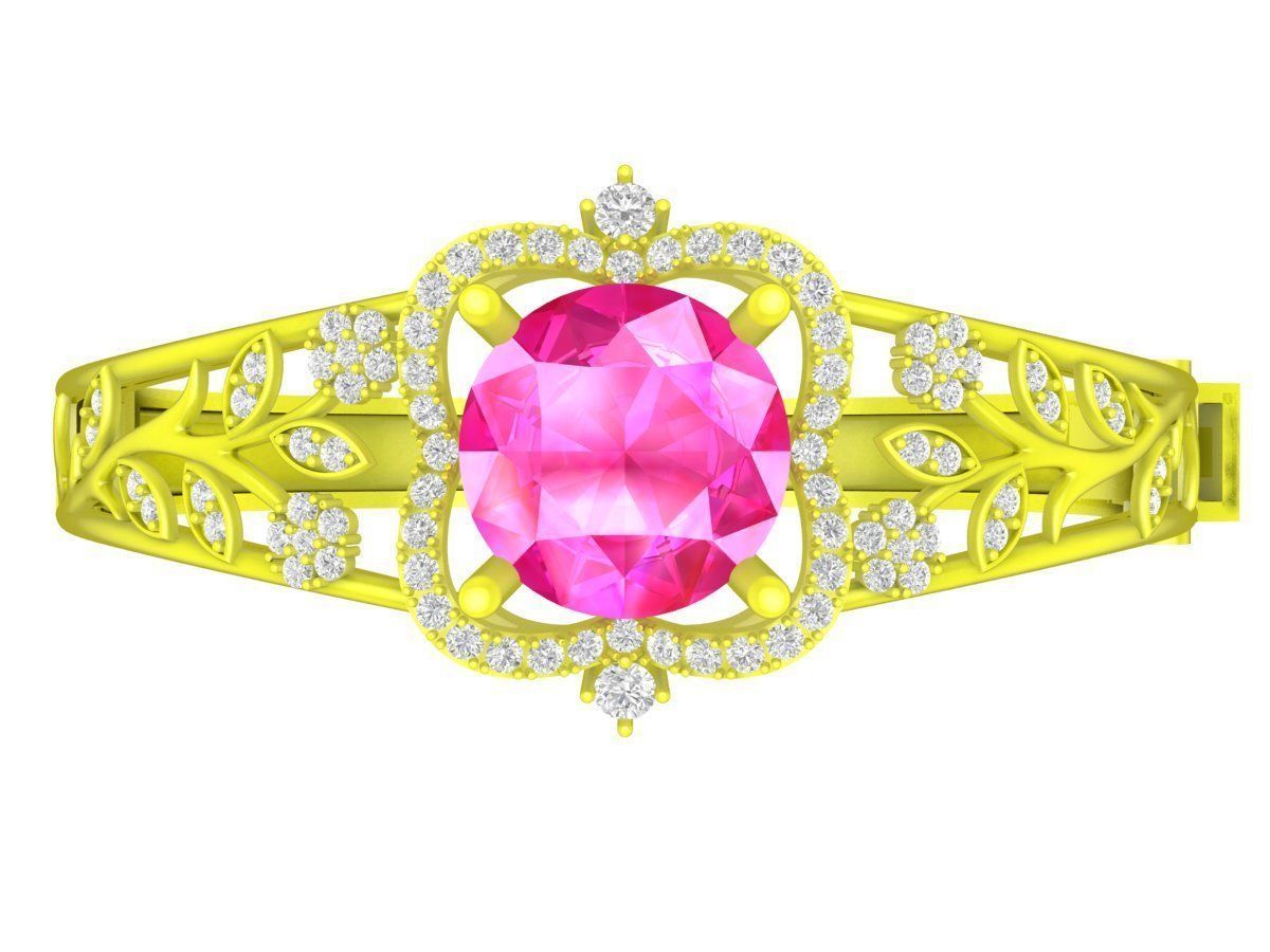 A7588 Luxury Korean Style Diamond Leaf Women Bangle 3D Model 3D print model_1