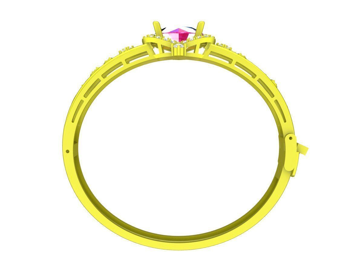 A7588 Luxury Korean Style Diamond Leaf Women Bangle 3D Model 3D print model_3