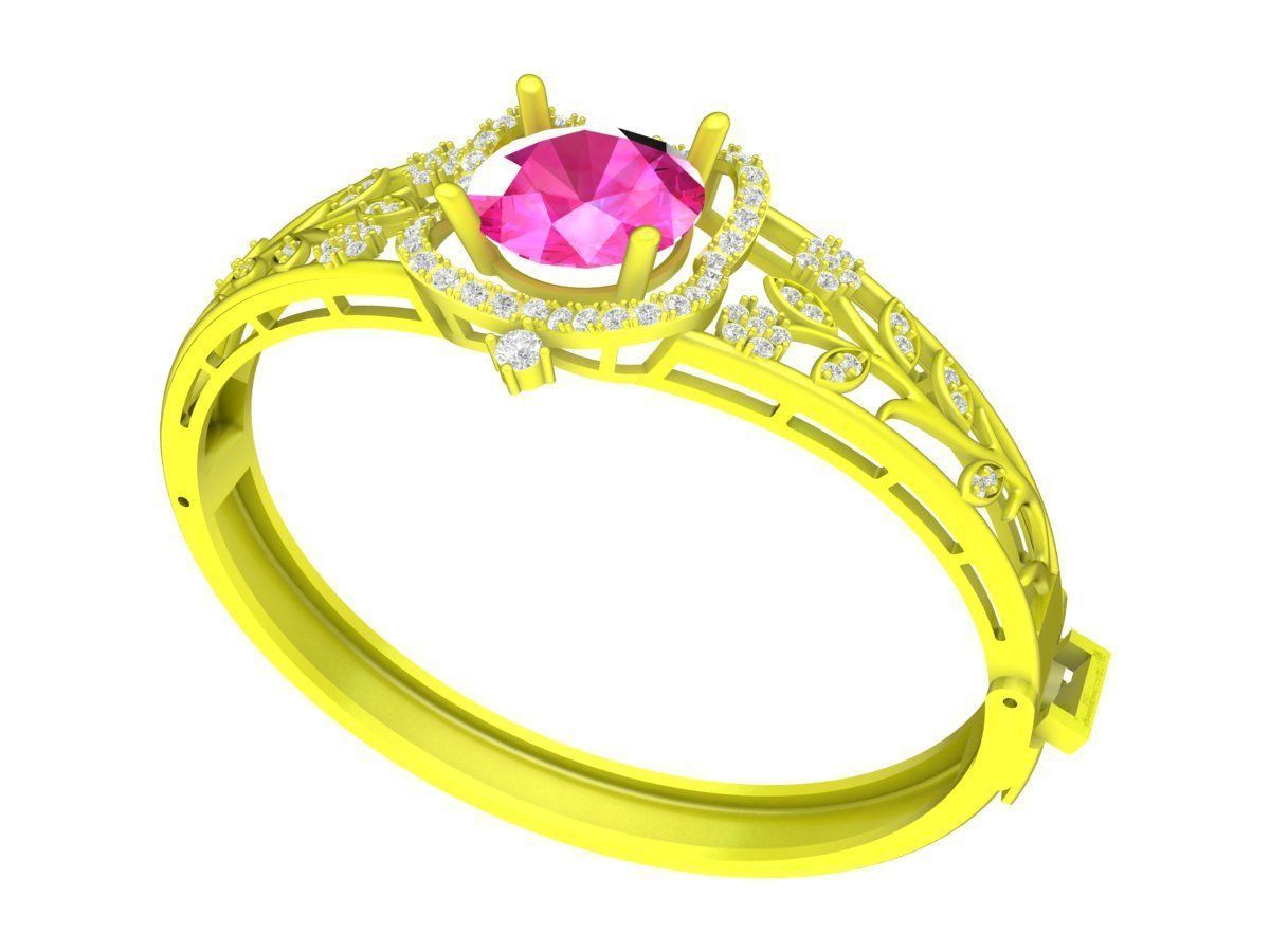 A7588 Luxury Korean Style Diamond Leaf Women Bangle 3D Model 3D print model_2