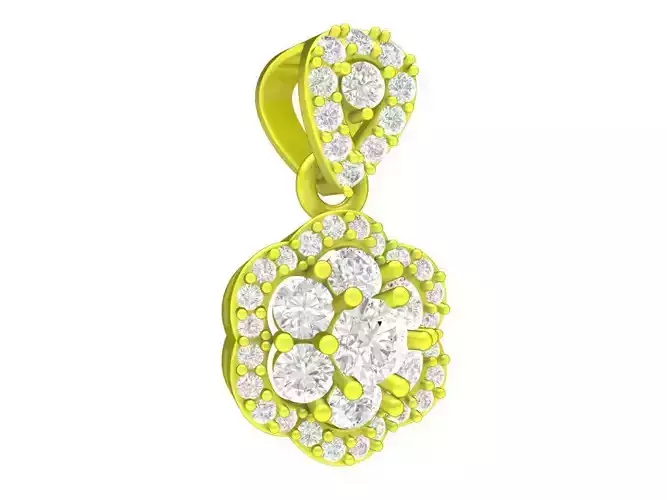 A7597 Luxury Hongkong Style Flower Diamond Women Pendant 3D Mode