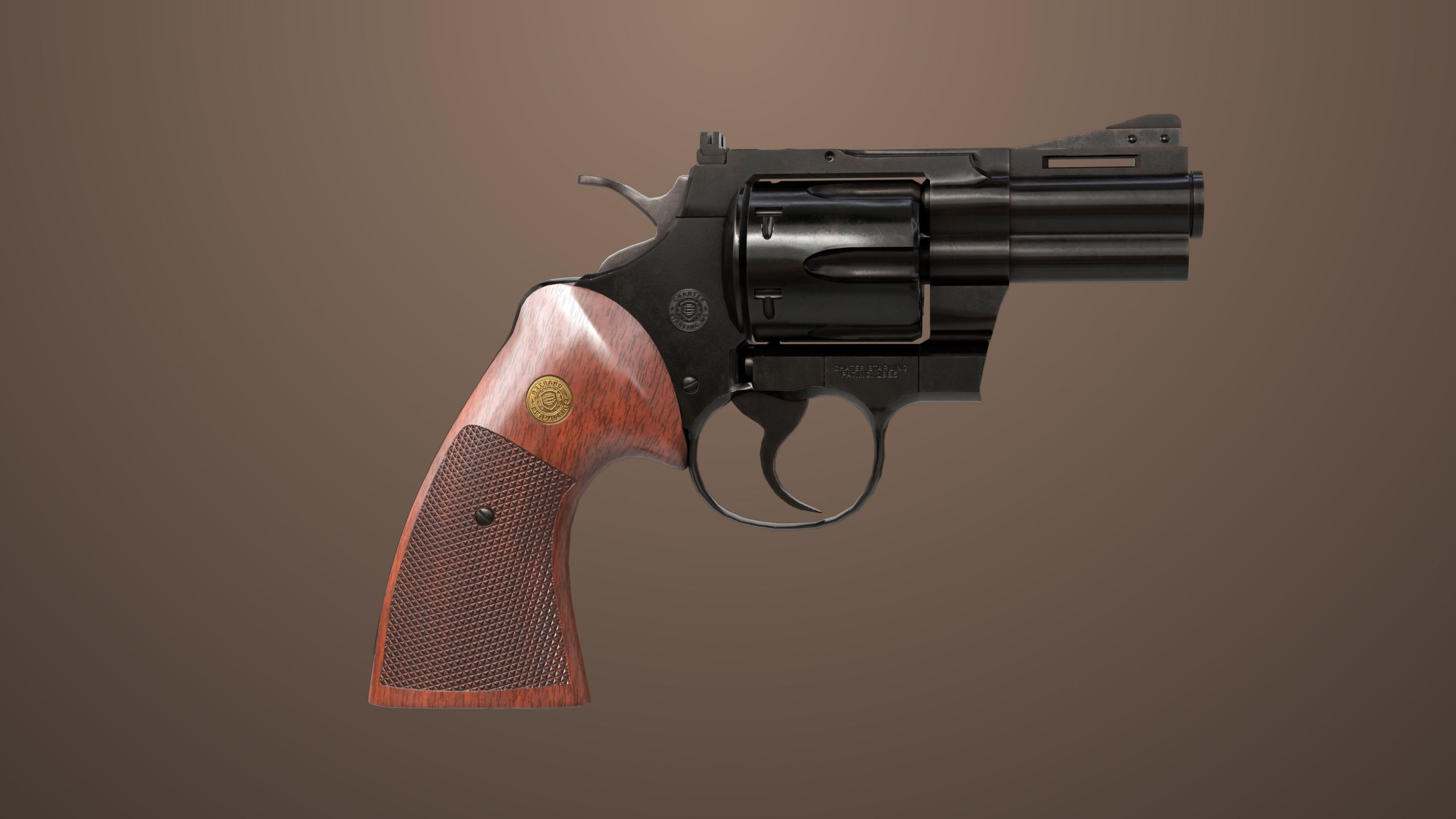 Revolver 05 Small Black All PBR Unity UE Textures Low-poly 3D model_3
