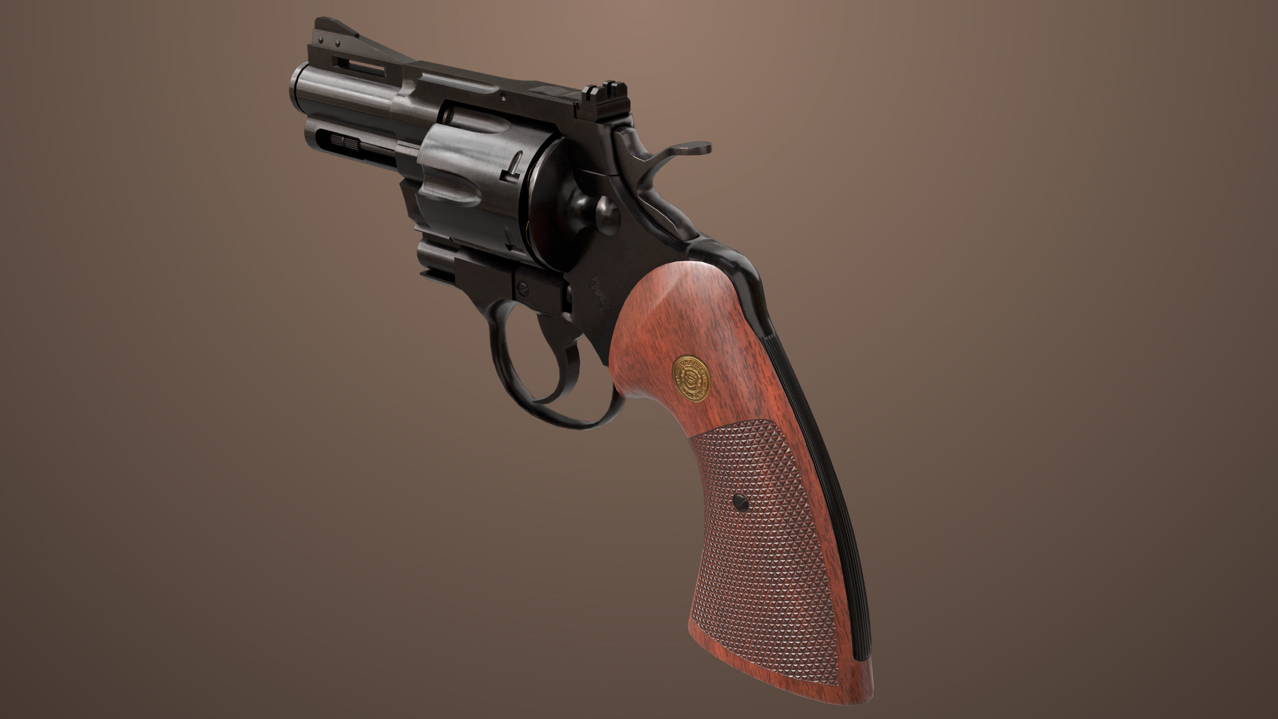 Revolver 05 Small Black All PBR Unity UE Textures Low-poly 3D model_11
