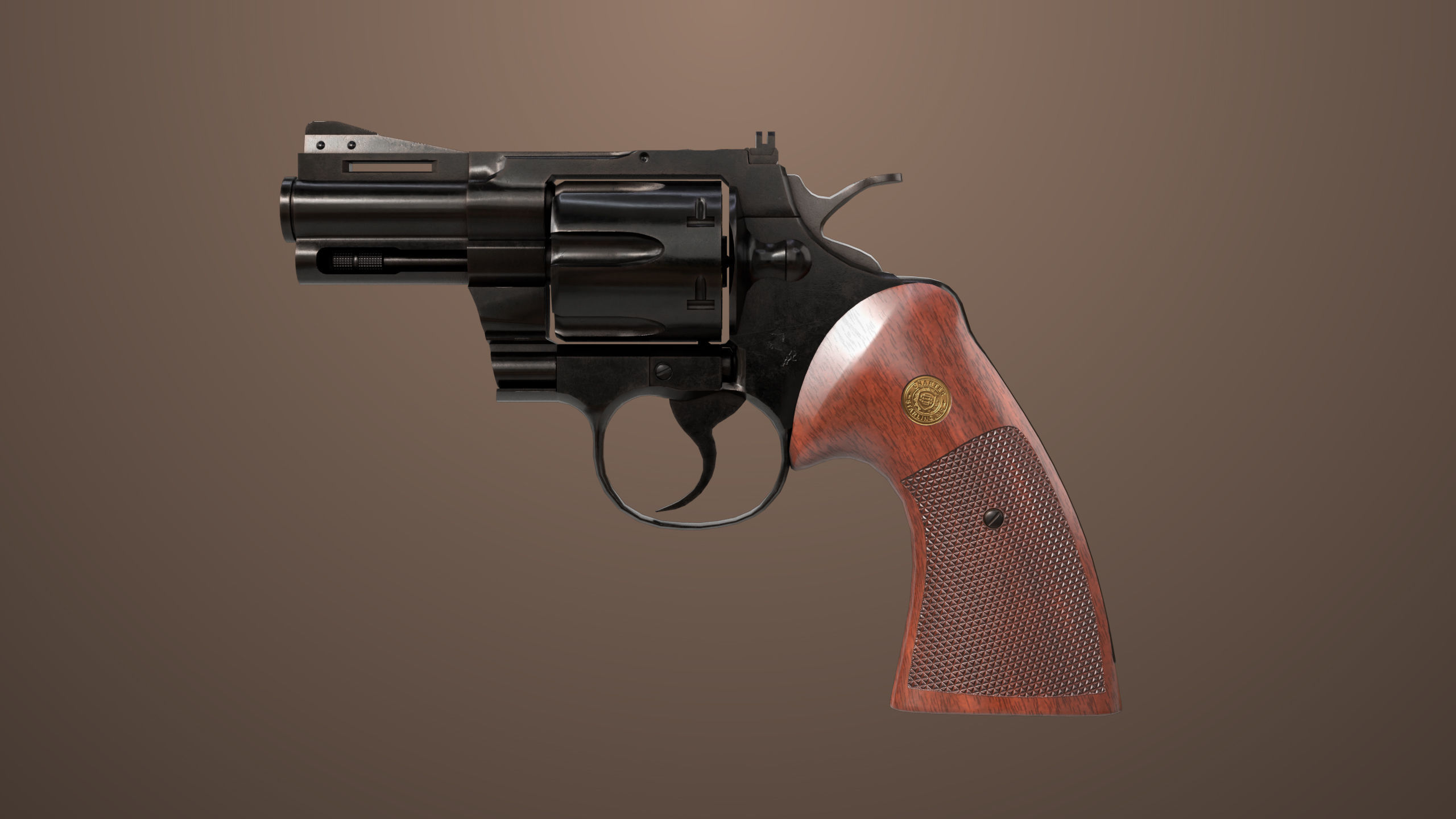 Revolver 05 Small Black All PBR Unity UE Textures Low-poly 3D model_1