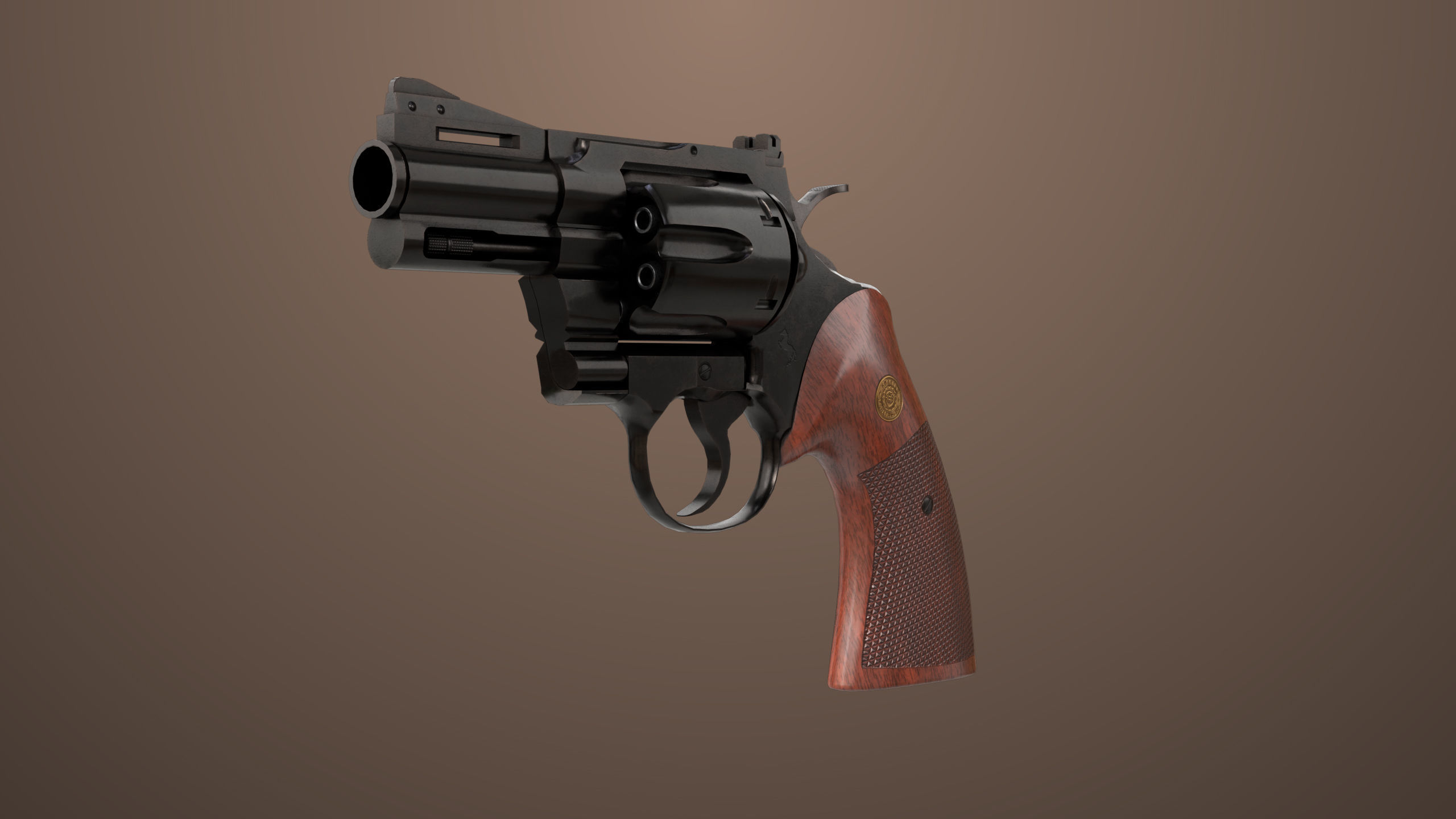 Revolver 05 Small Black All PBR Unity UE Textures Low-poly 3D model_2