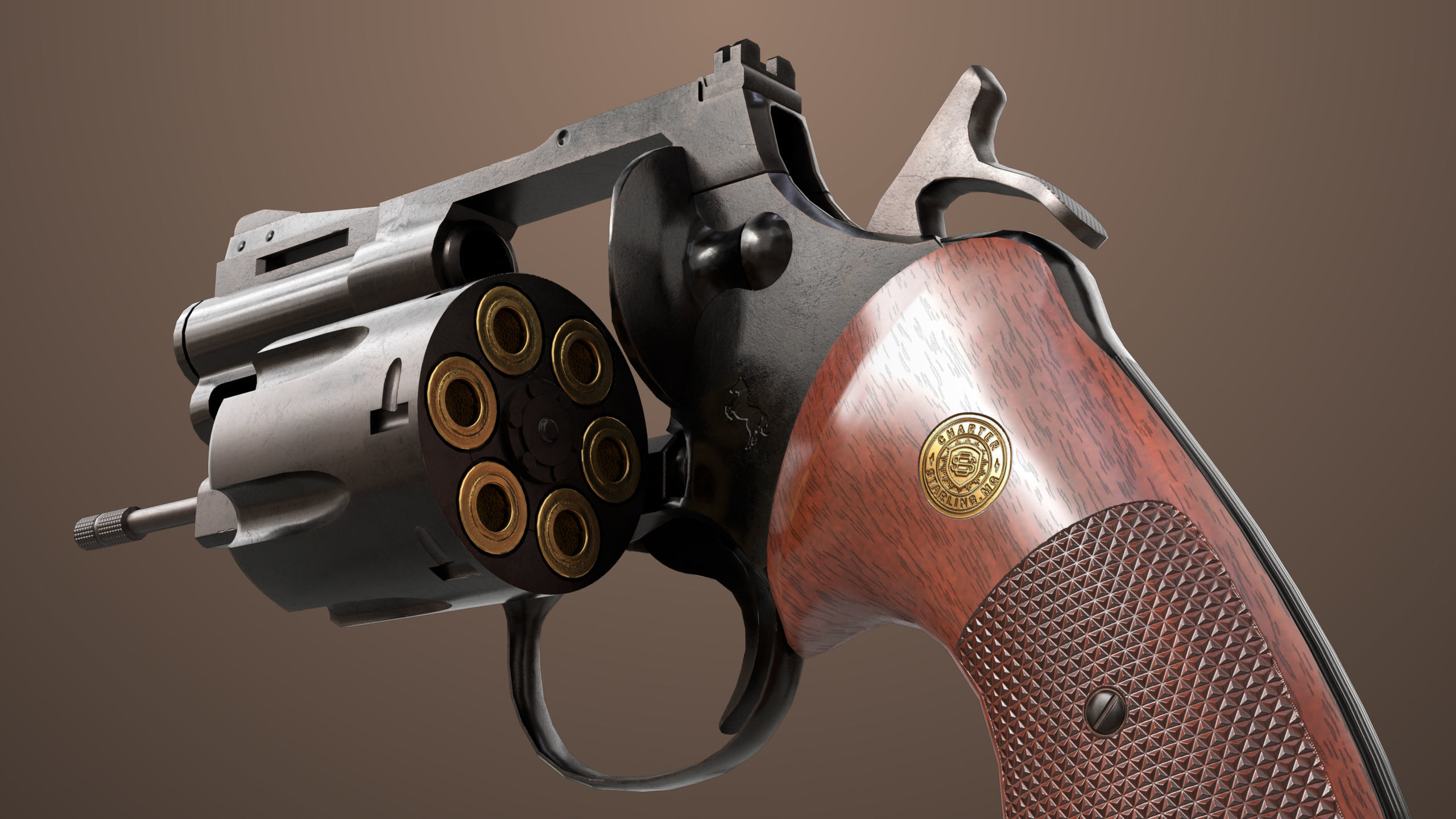 Revolver 05 Small Black All PBR Unity UE Textures Low-poly 3D model_12