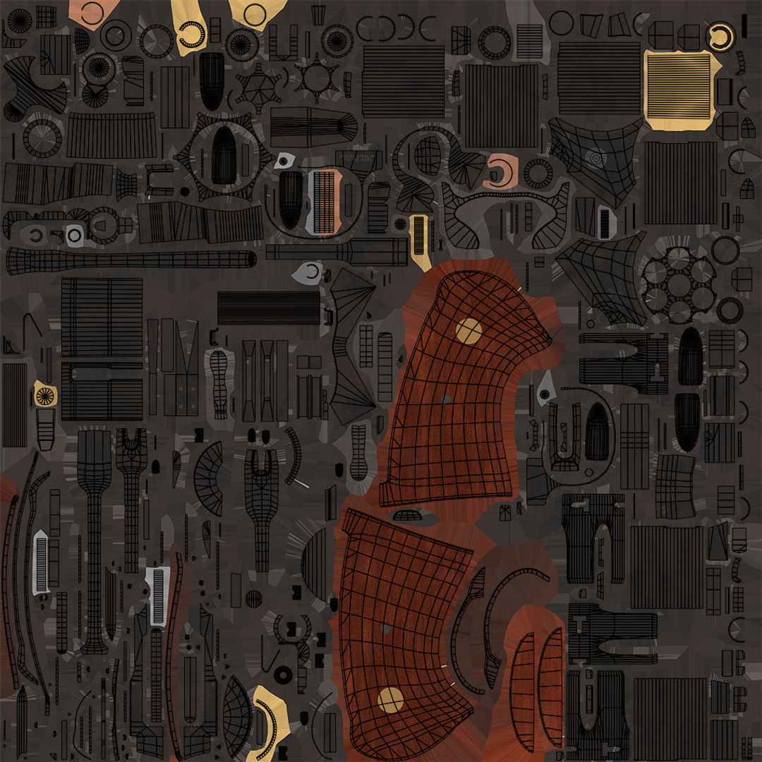 Revolver 05 Small Black All PBR Unity UE Textures Low-poly 3D model_30