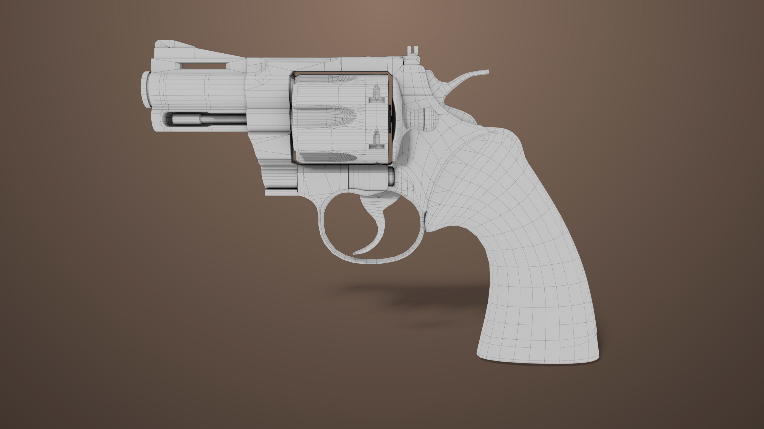 Revolver 05 Small Black All PBR Unity UE Textures Low-poly 3D model_13