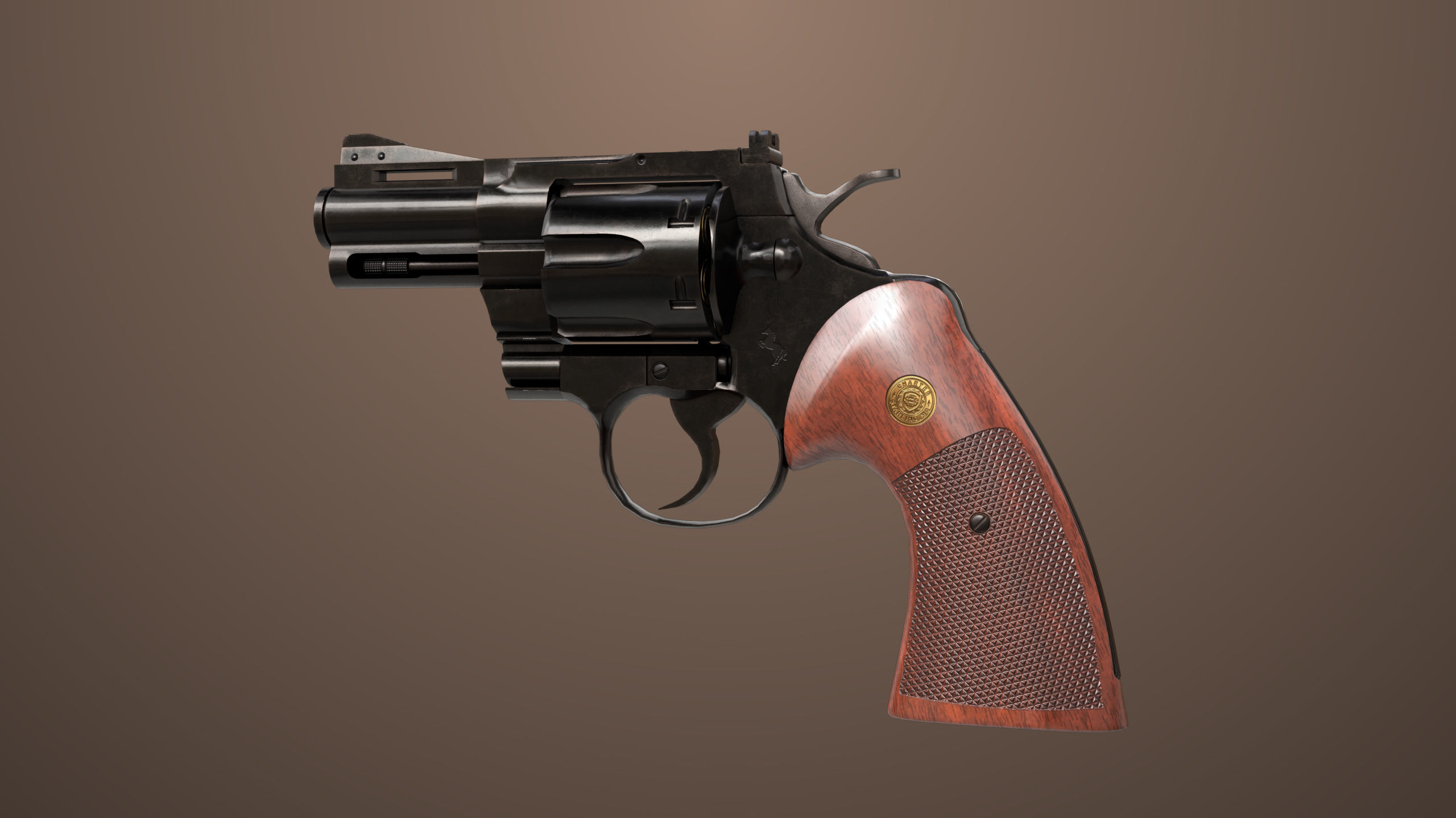Revolver 05 Small Black All PBR Unity UE Textures Low-poly 3D model_4