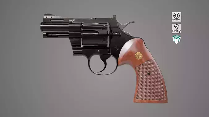 Revolver 05 Small Black All PBR Unity UE Textures Low-poly 3D model