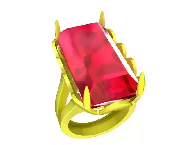 A7606 Big Main Stone Diamond Women Fashion Ring 3D Model