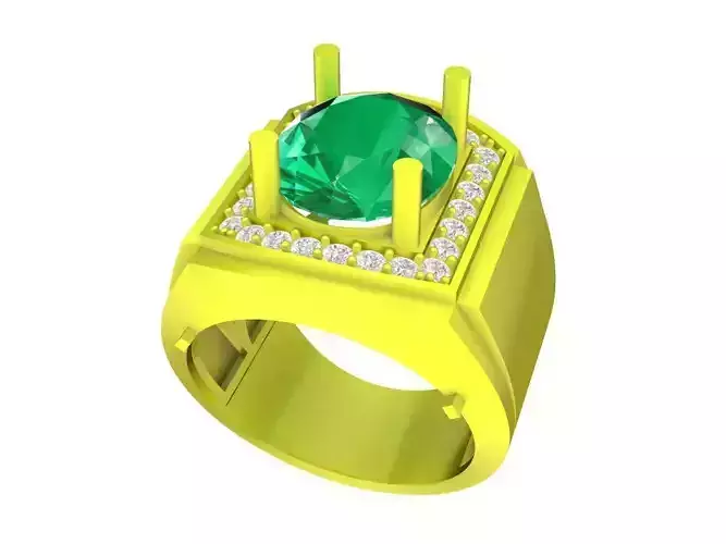 A7613 Diamond Korean Style Men Ring 3D Model