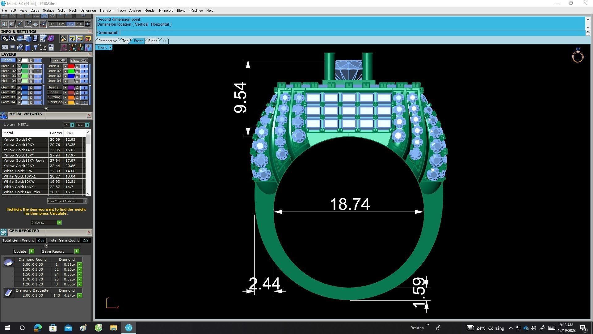 A7650 Luxury Straight Baguette Men Ring 3D Model 3D print model_6