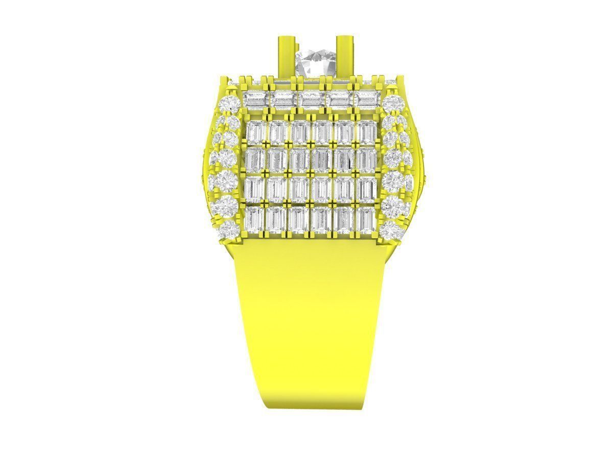 A7650 Luxury Straight Baguette Men Ring 3D Model 3D print model_4