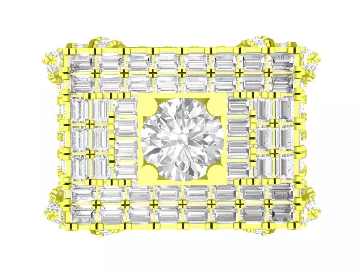 A7650 Luxury Straight Baguette Men Ring 3D Model 3D print model_0