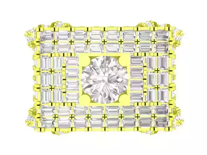 A7650 Luxury Straight Baguette Men Ring 3D Model
