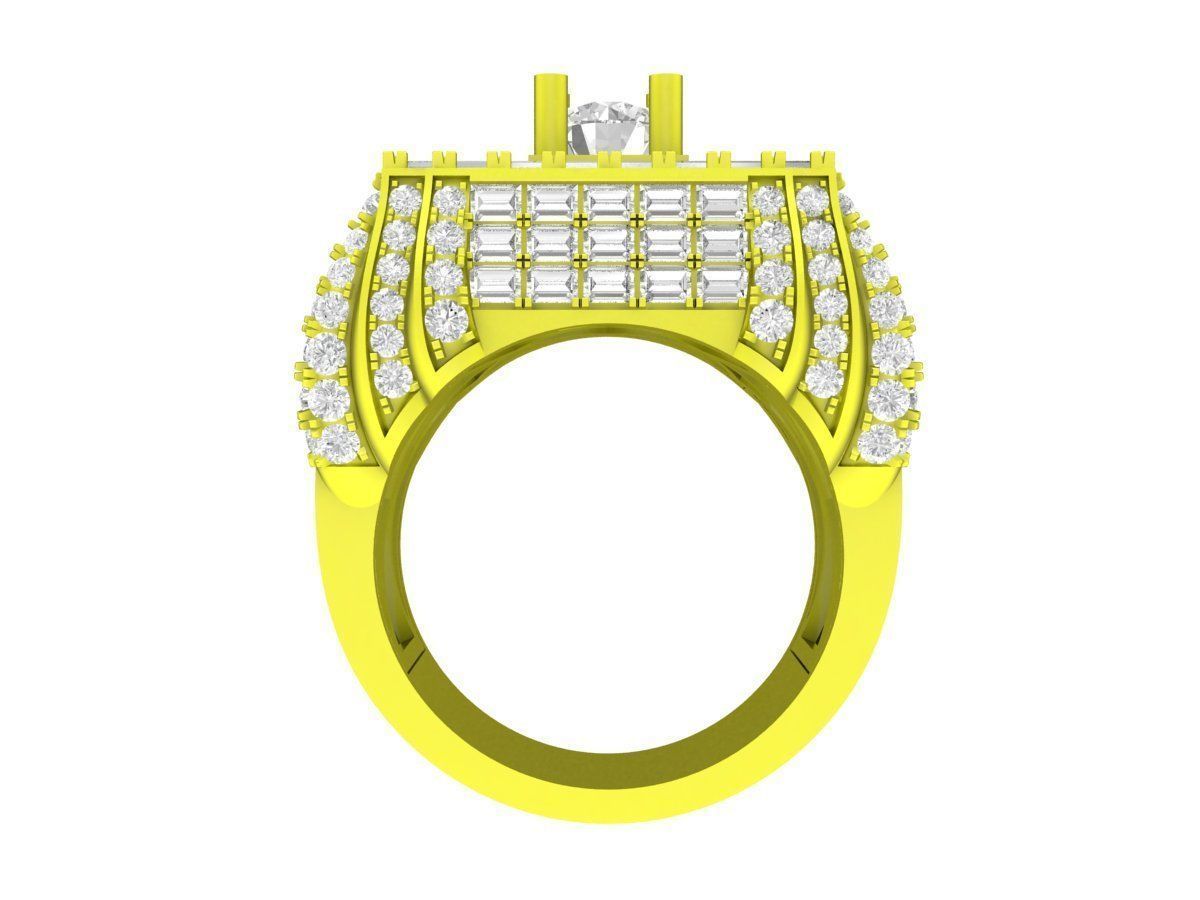 A7650 Luxury Straight Baguette Men Ring 3D Model 3D print model_3