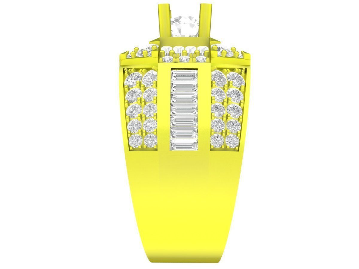A7652 Korean Style Diamond Straight Baguette Fashion Men Ring 3D 3D print model_4