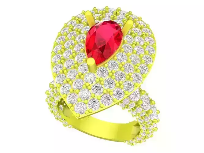 A7681 Luxury HongKong Style Diamond Pear Women Fashion Ring 3D M