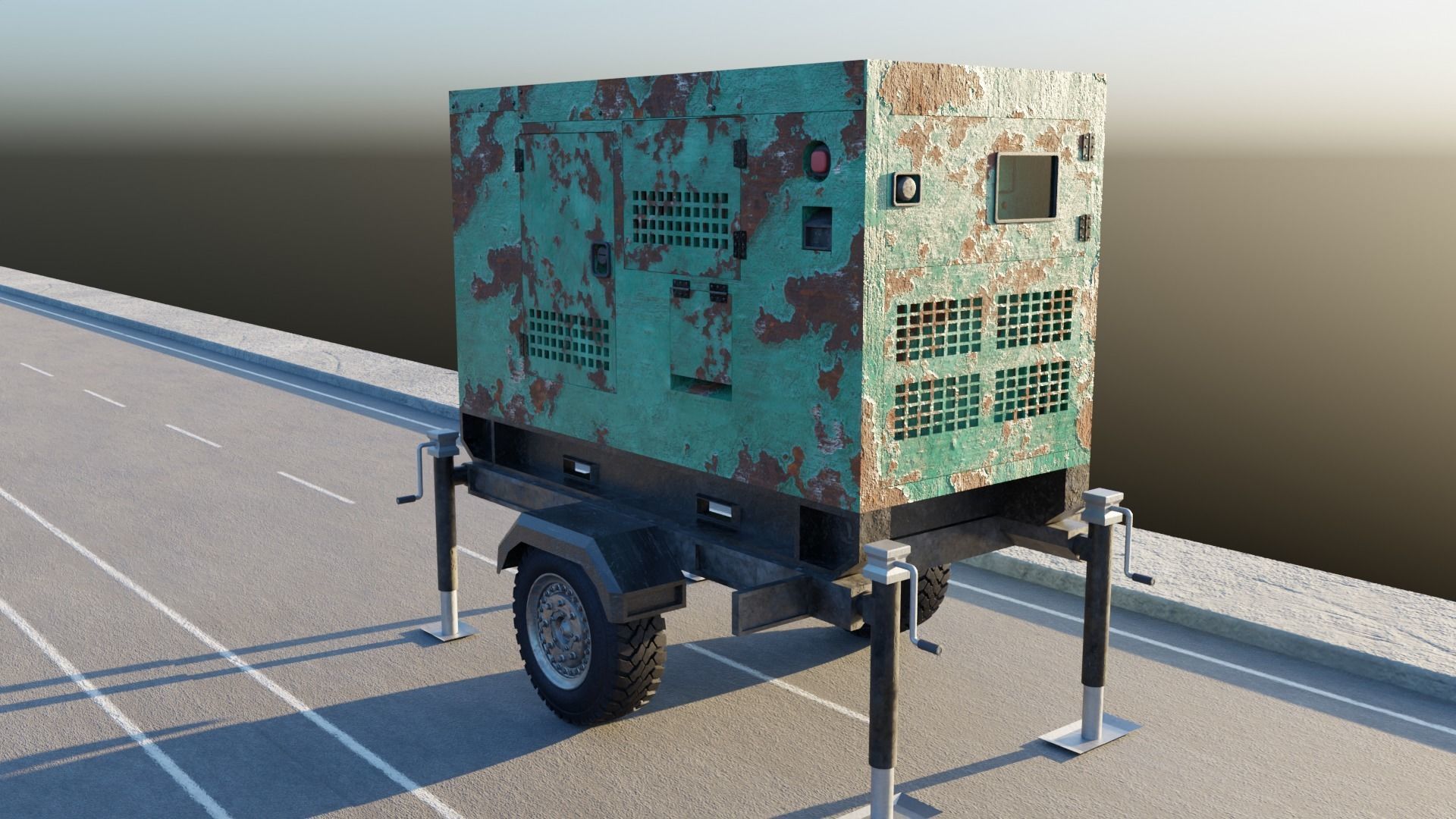 Portable Generator Low-poly 3D model_1