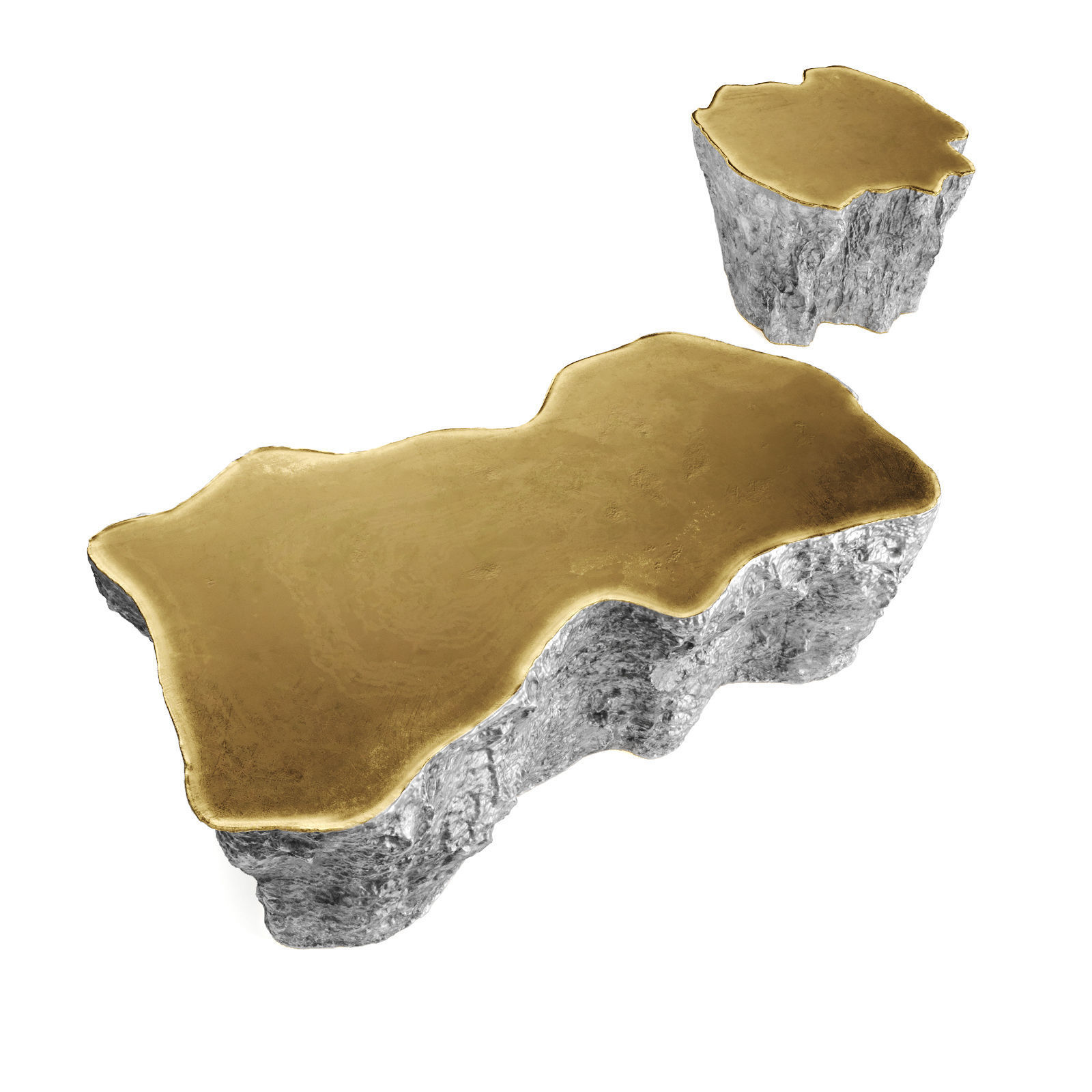 Rough Metal tables Low-poly 3D model_2