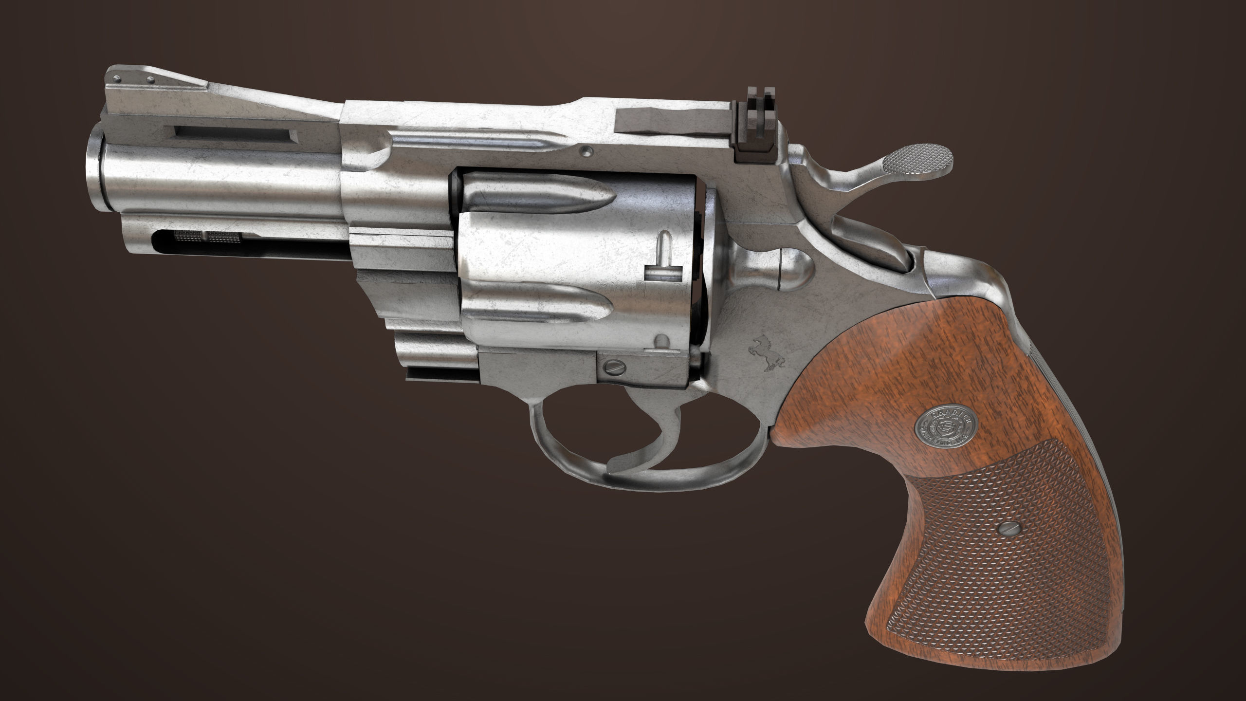 Revolver 05 Small Silver All PBR Unity UE Textures Low-poly 3D model_11