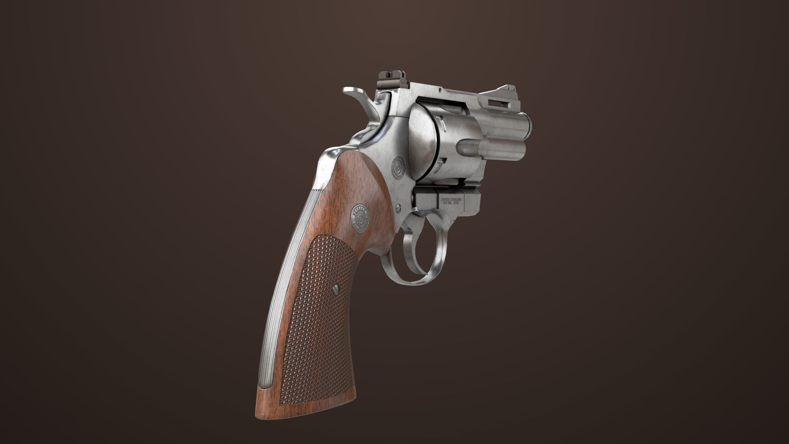 Revolver 05 Small Silver All PBR Unity UE Textures Low-poly 3D model_7