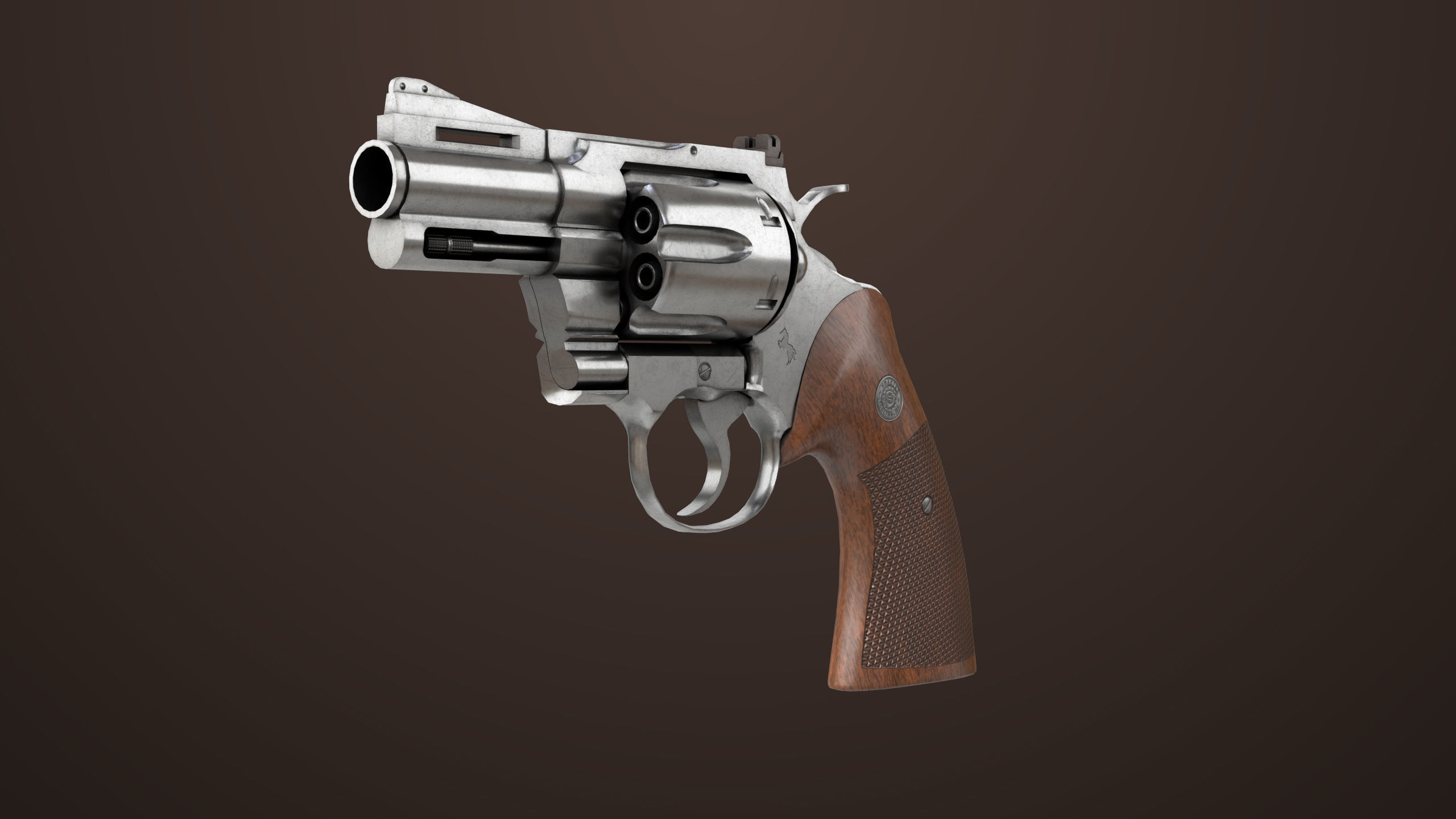Revolver 05 Small Silver All PBR Unity UE Textures Low-poly 3D model_2
