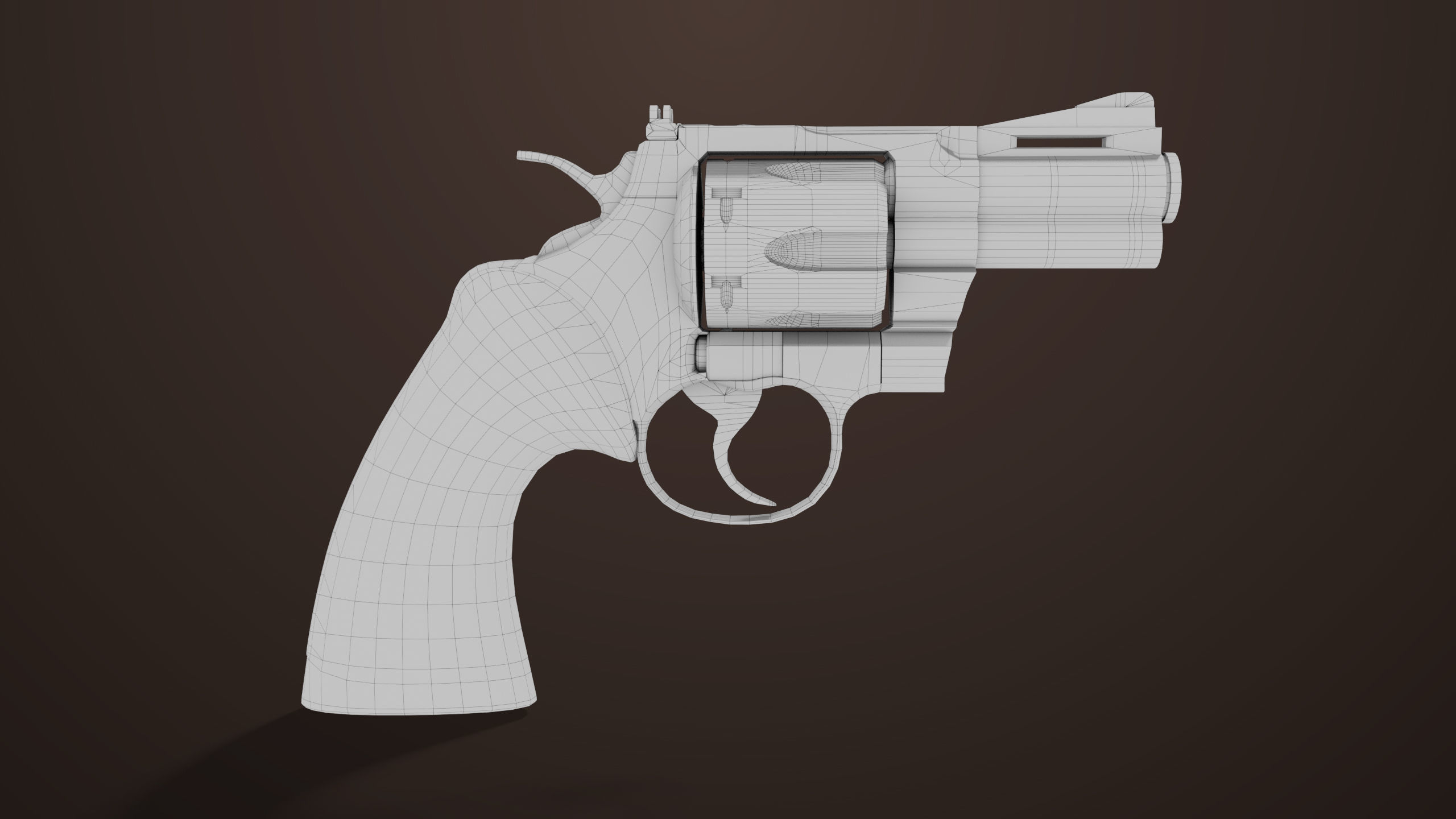 Revolver 05 Small Silver All PBR Unity UE Textures Low-poly 3D model_19