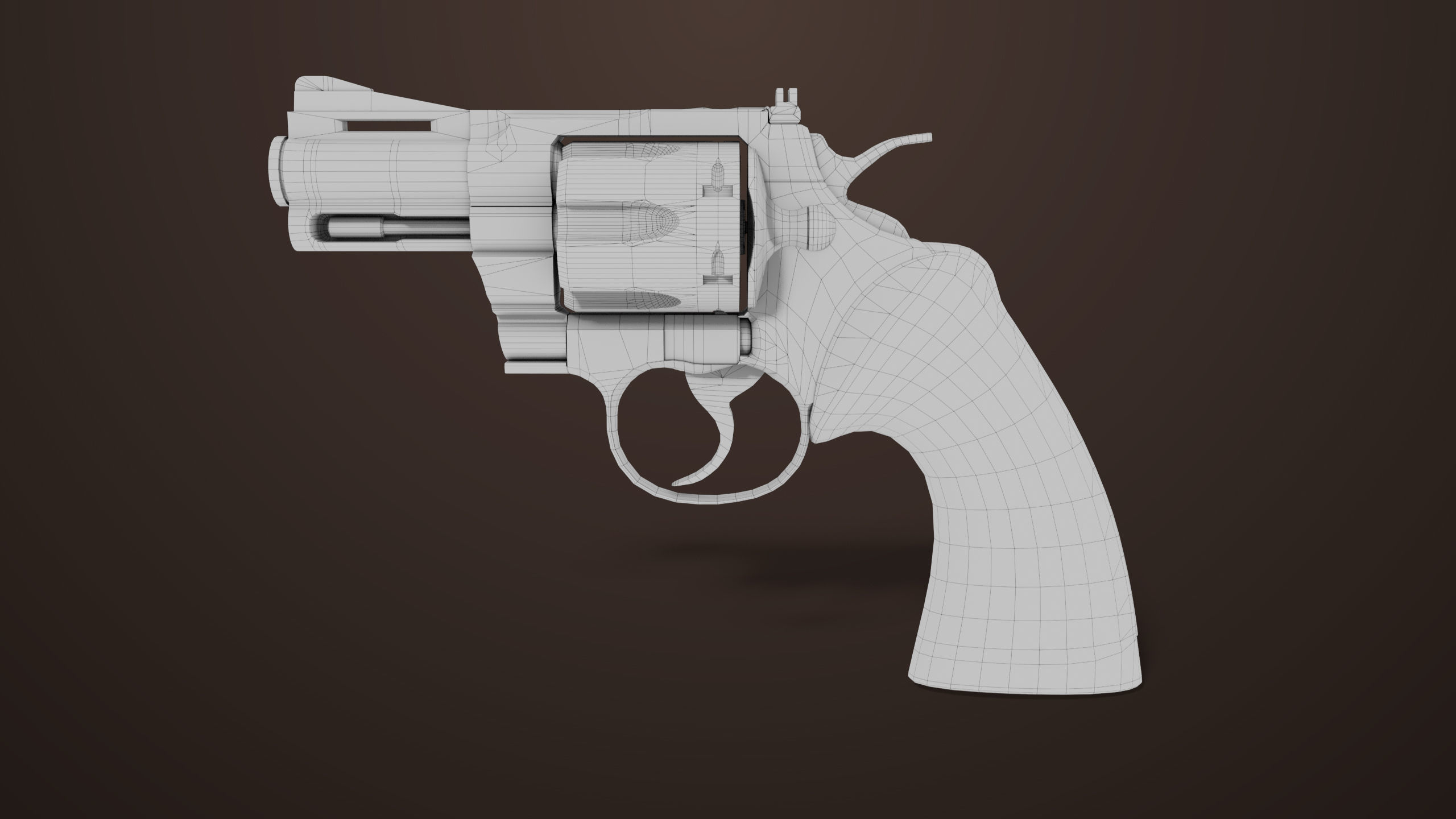 Revolver 05 Small Silver All PBR Unity UE Textures Low-poly 3D model_15