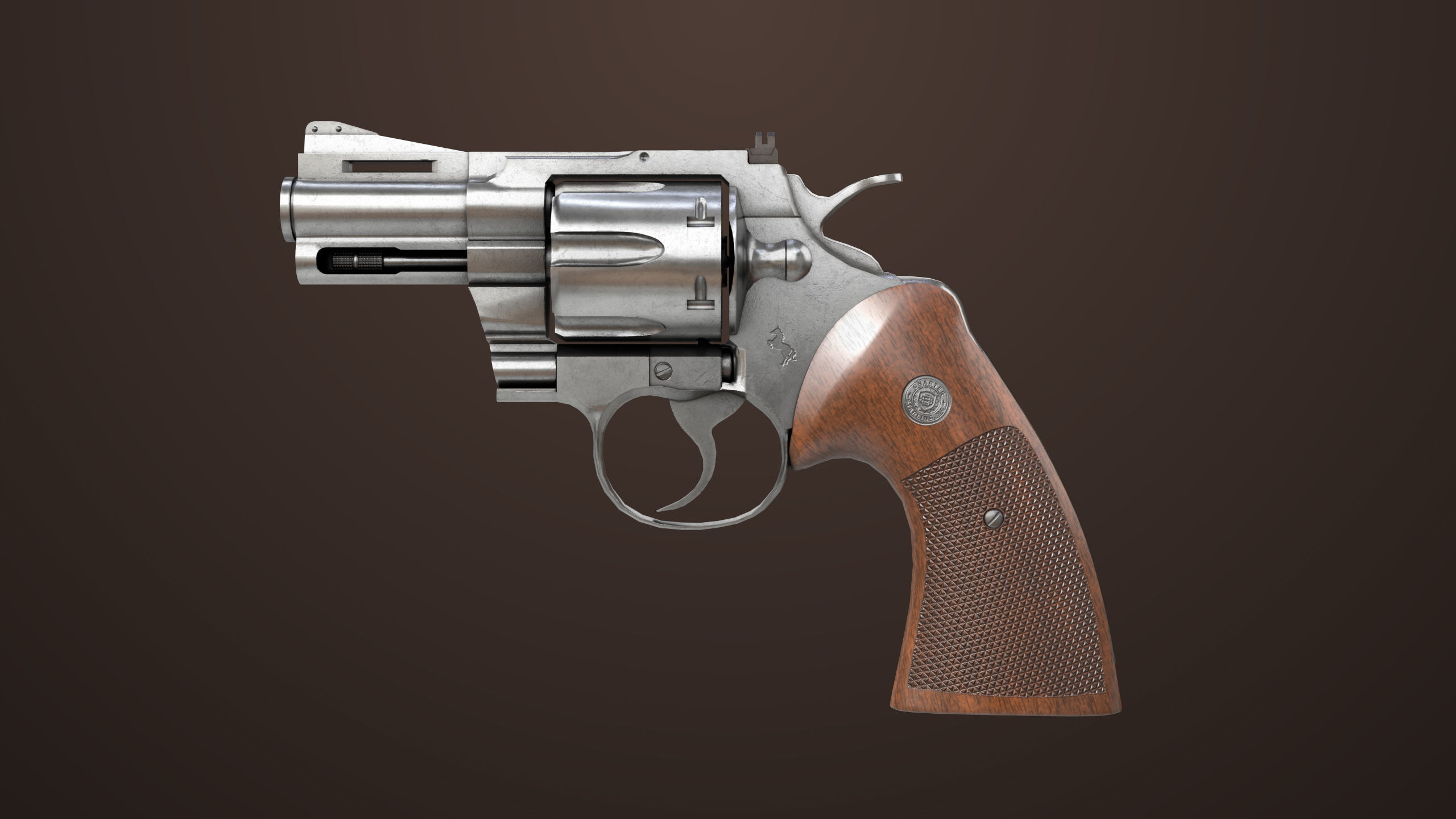 Revolver 05 Small Silver All PBR Unity UE Textures Low-poly 3D model_1