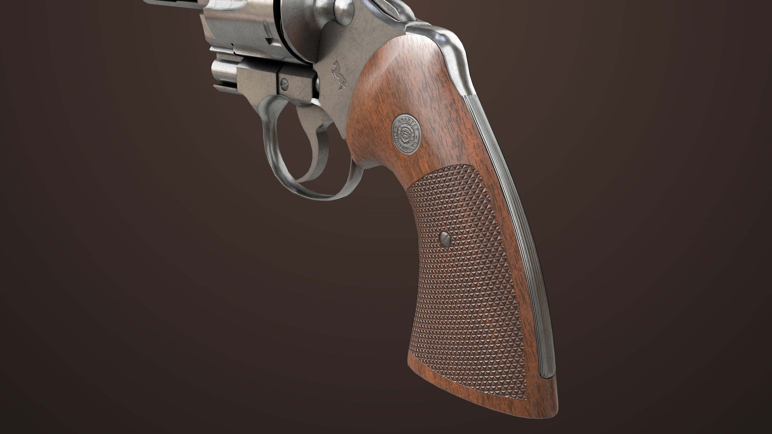 Revolver 05 Small Silver All PBR Unity UE Textures Low-poly 3D model_12