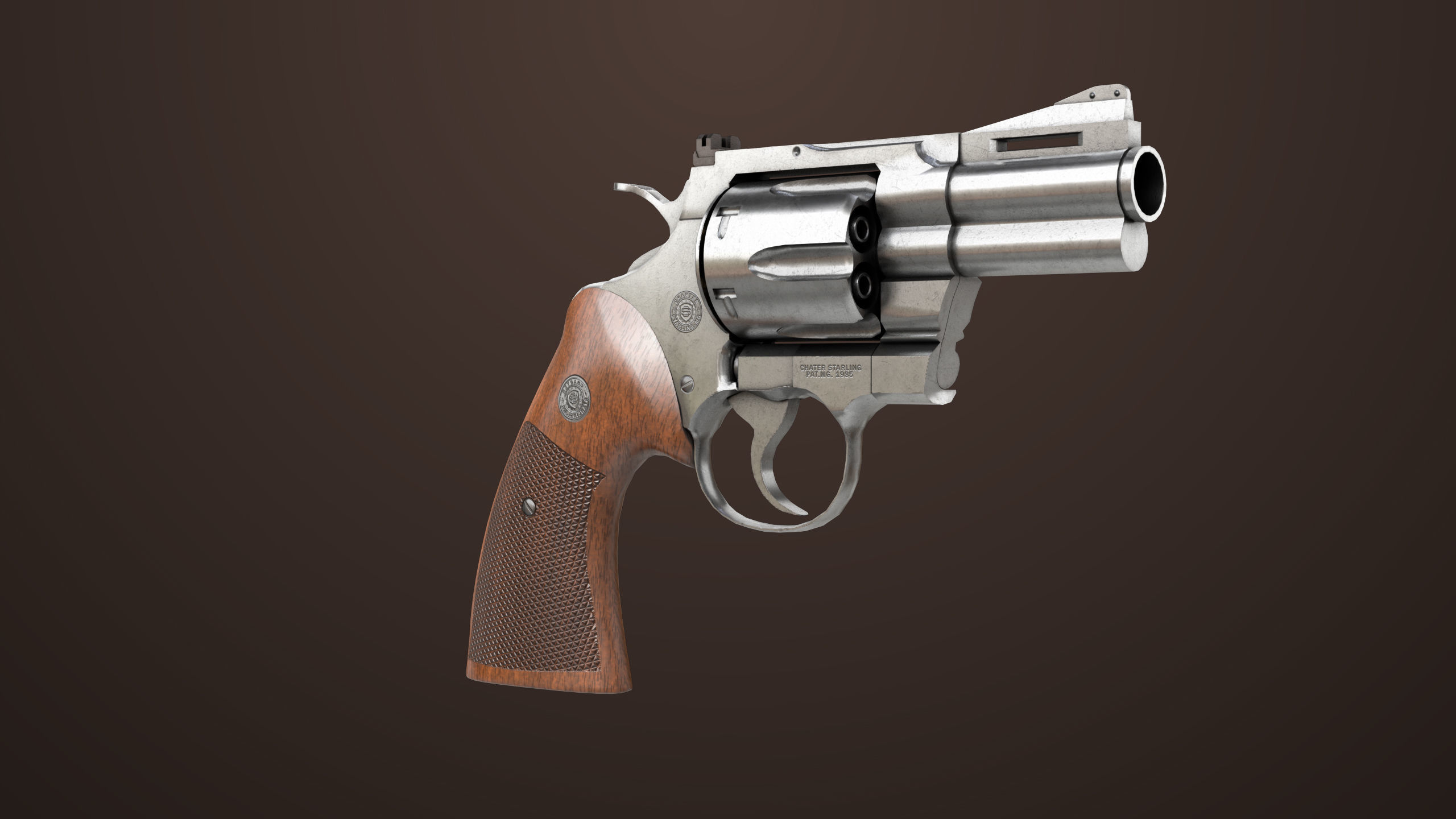 Revolver 05 Small Silver All PBR Unity UE Textures Low-poly 3D model_4