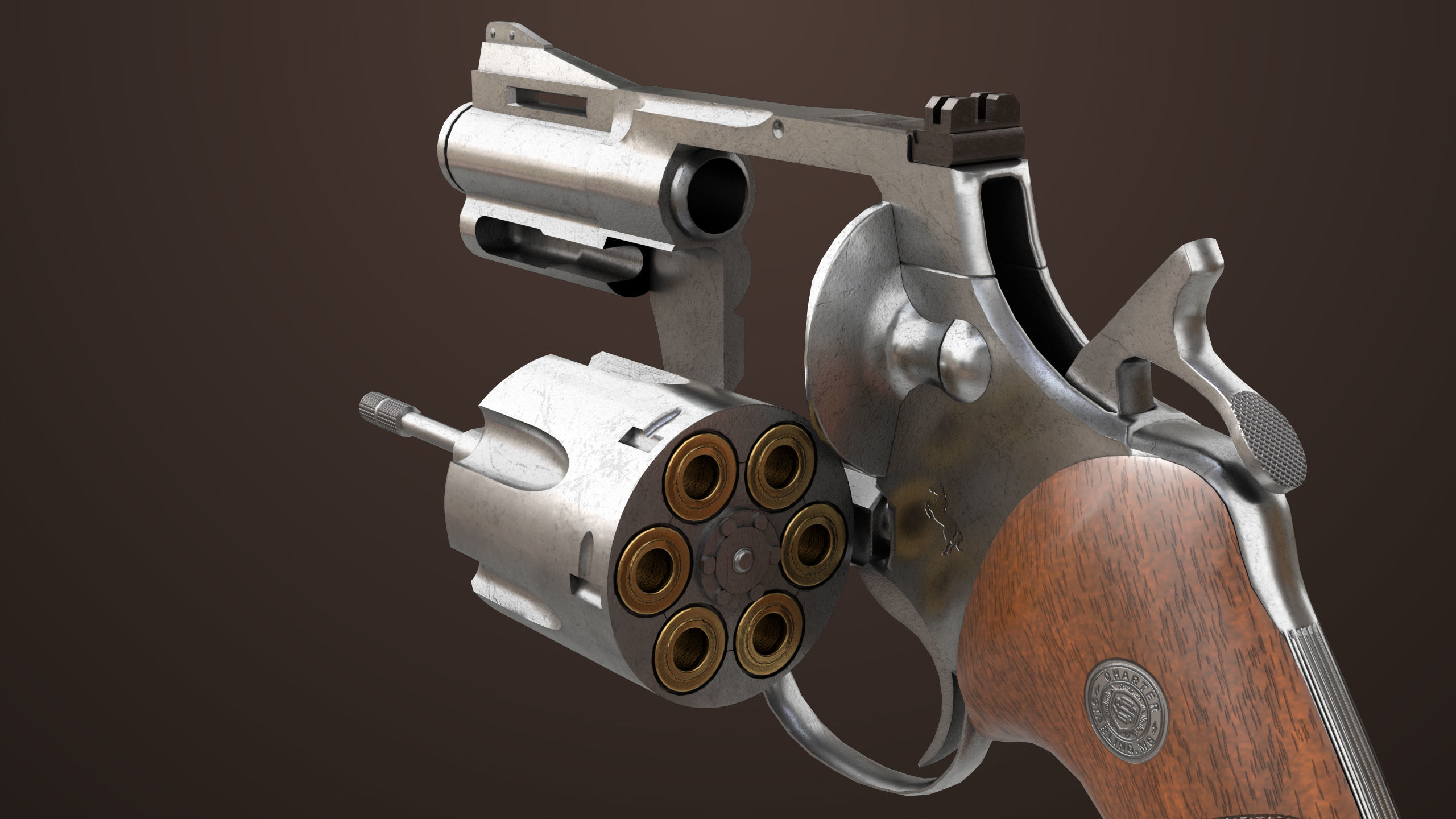 Revolver 05 Small Silver All PBR Unity UE Textures Low-poly 3D model_6