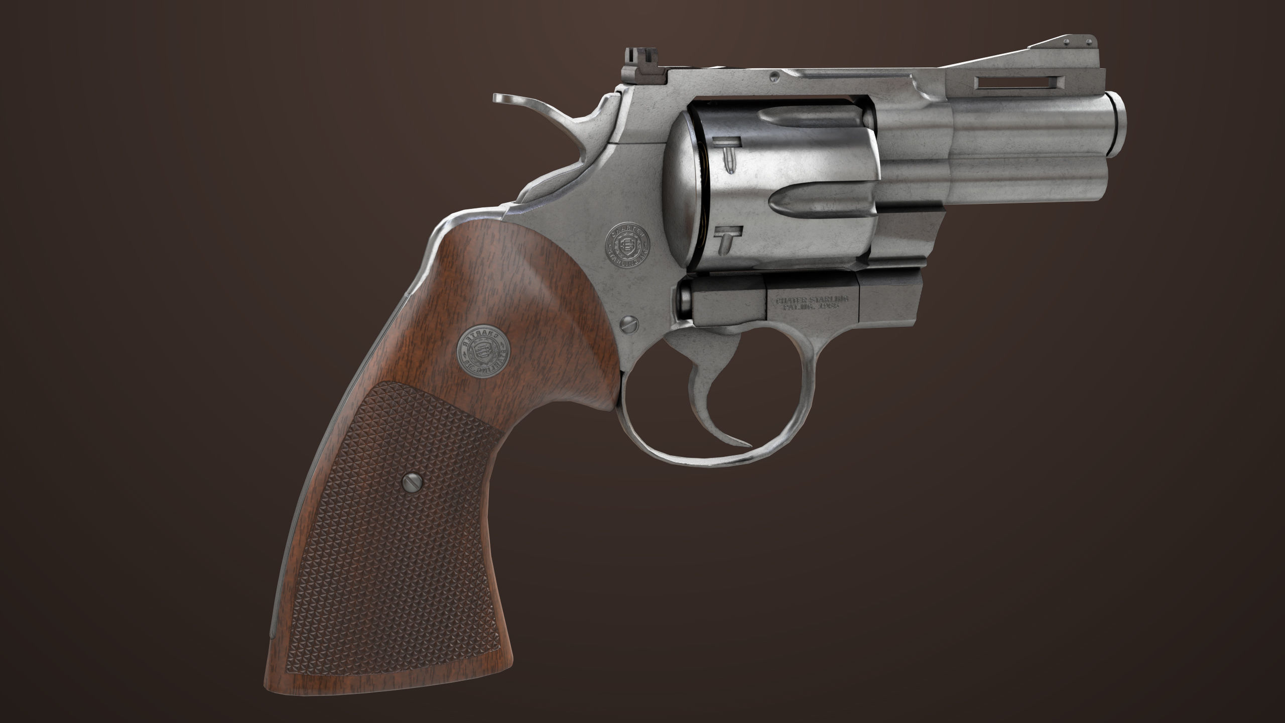 Revolver 05 Small Silver All PBR Unity UE Textures Low-poly 3D model_13